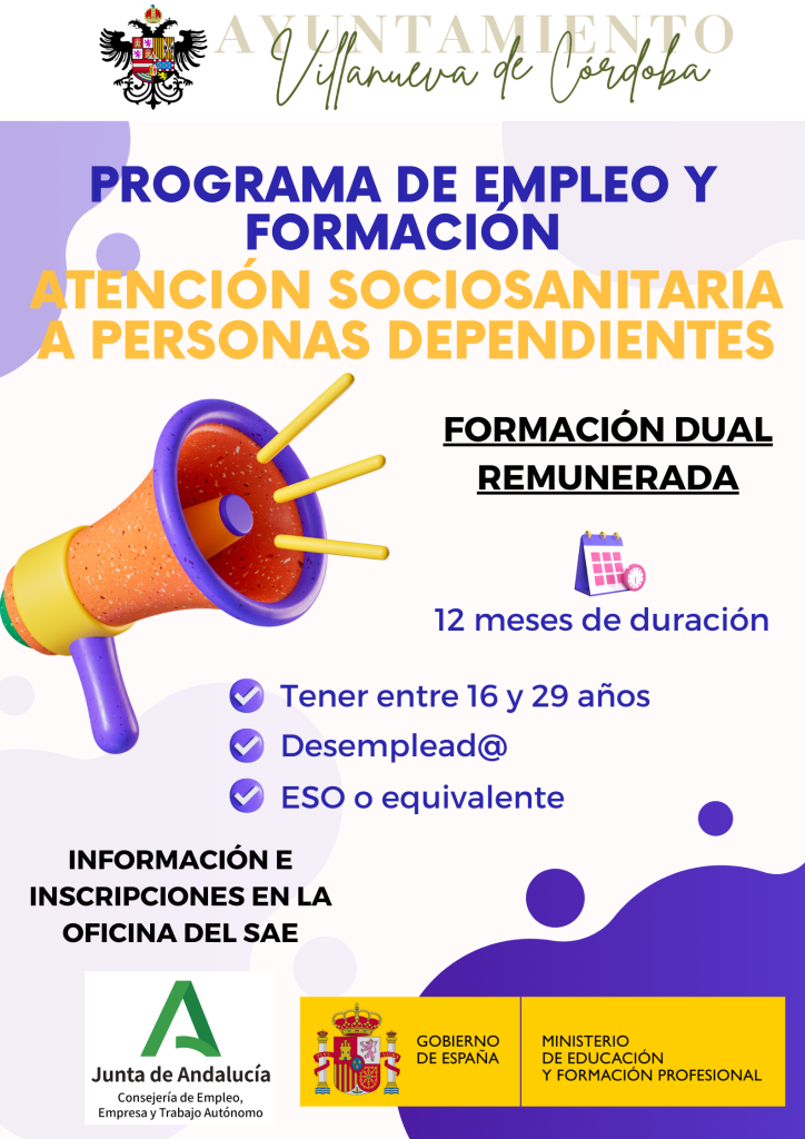 Programa de Empleo y Formación Atención Sociosanitaria a Personas Dependientes