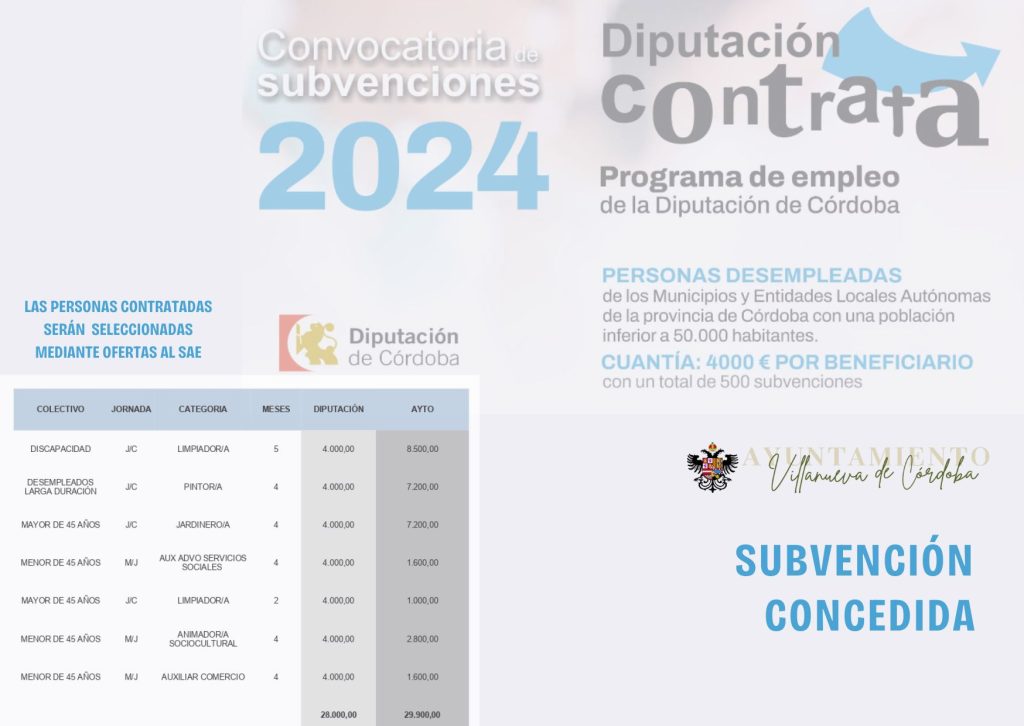 Diputación Contrata 2024. Subvención concedida.